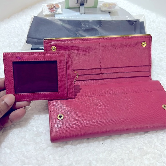 Prada Hot Pink Long Wallet Attached Card/ID Holder with Free Stuff EUC - Picture 9 of 16